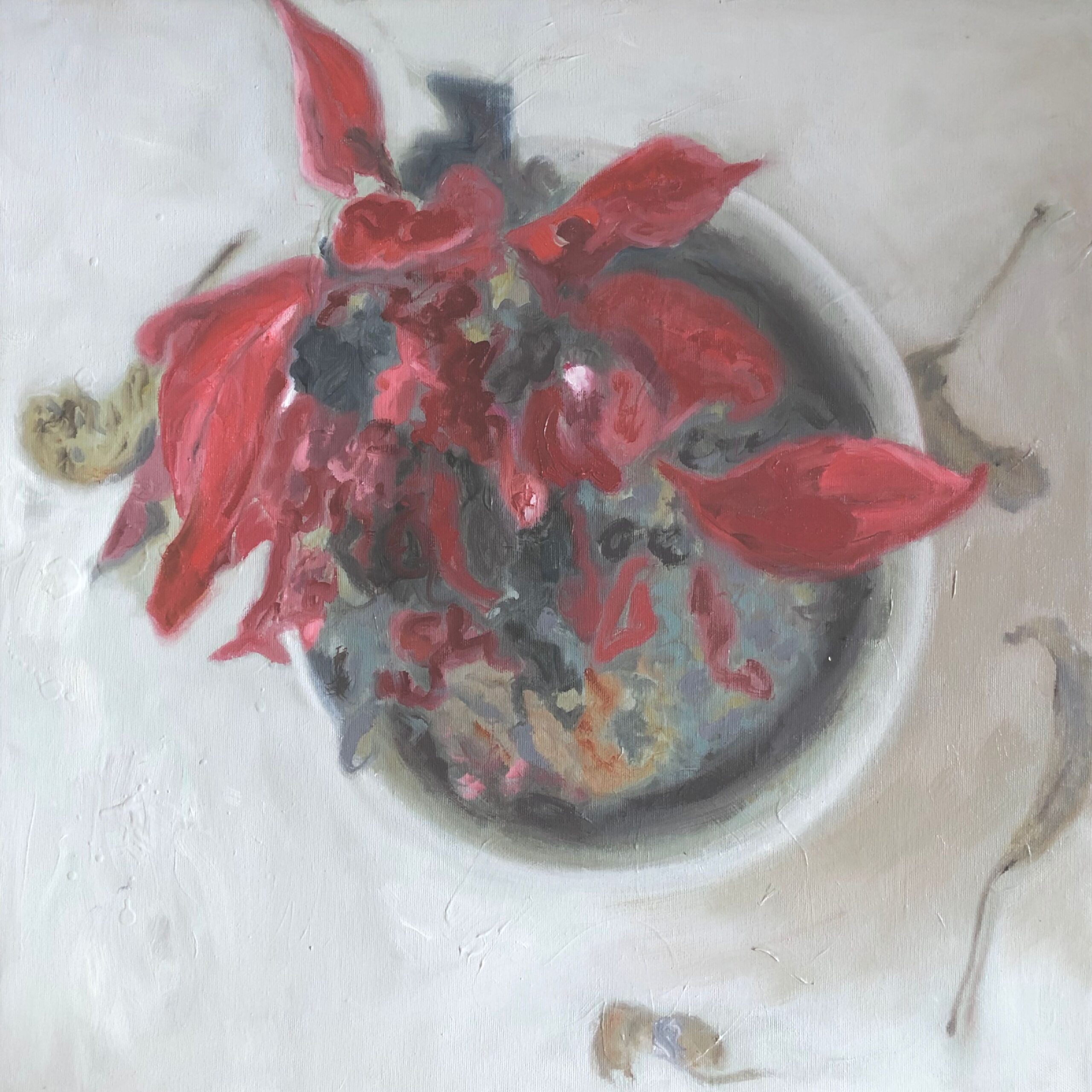 Poinsettia, 60x60, oil on canvas, Brit Windahl 2019